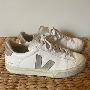 Veja Womens Campo Sneaker, white with grey suede